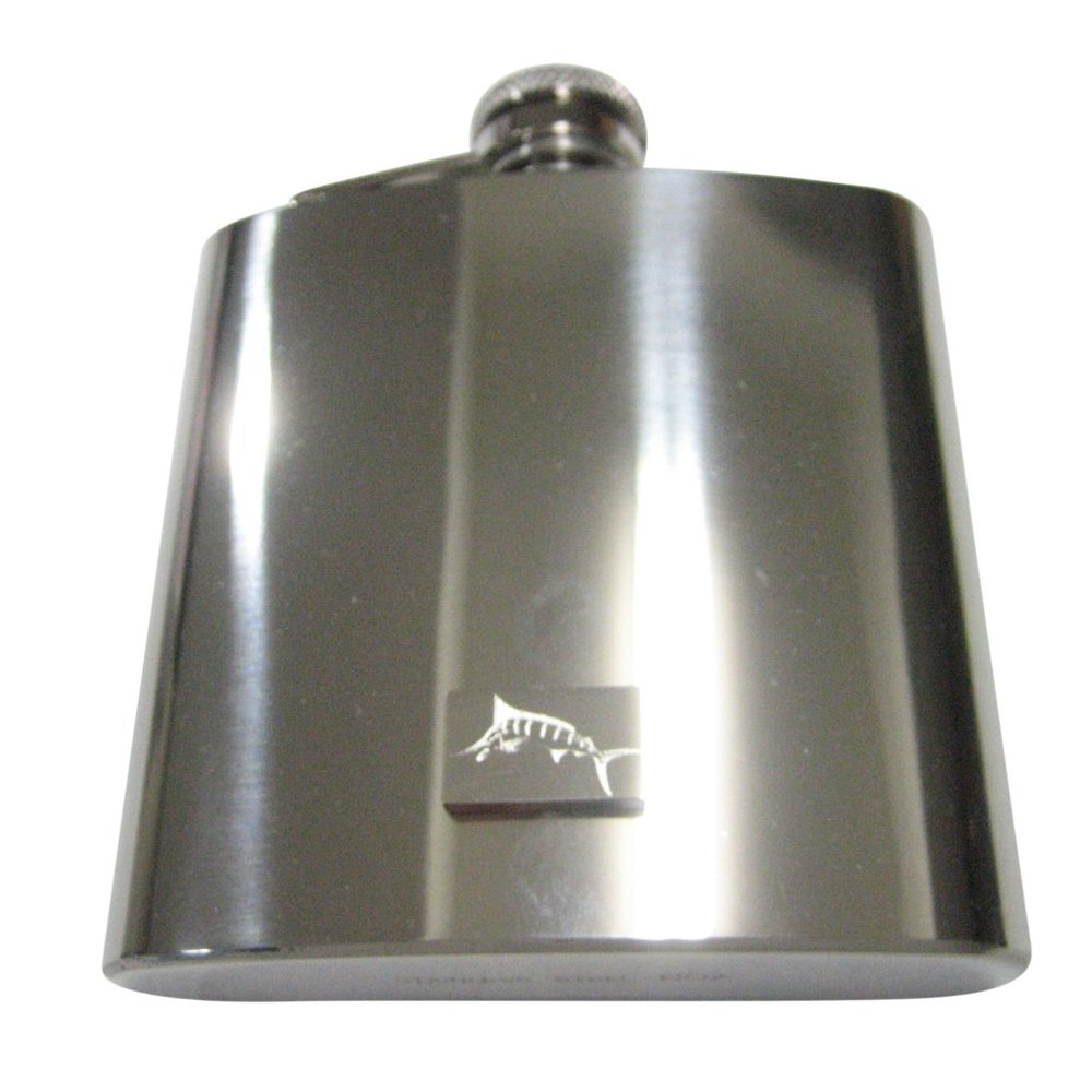 Silver Toned Etched Rectangular Etched Sailfish M… - image 1